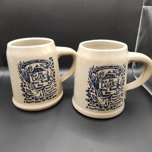 FRAELICH ROMMEL BREWING CO. Old Jug Lager Pottery Stein Vtg. 20 Oz Mug. Set Of 2